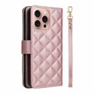 For iPhone 16 Pro Crossbody Rhombic Zipper Tower Buckle Leather Phone Case with Lanyard(Rose Gold) - 3