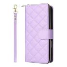 For iPhone 16 Plus Crossbody Rhombic Zipper Tower Buckle Leather Phone Case with Lanyard(Purple) - 2