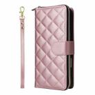 For iPhone 16 Plus Crossbody Rhombic Zipper Tower Buckle Leather Phone Case with Lanyard(Rose Gold) - 2