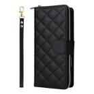 For iPhone 16 Plus Crossbody Rhombic Zipper Tower Buckle Leather Phone Case with Lanyard(Black) - 2