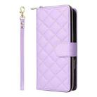 For iPhone 16 Crossbody Rhombic Zipper Tower Buckle Leather Phone Case with Lanyard(Purple) - 2