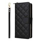 For iPhone 16 Crossbody Rhombic Zipper Tower Buckle Leather Phone Case with Lanyard(Black) - 2