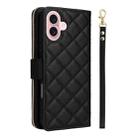 For iPhone 16 Crossbody Rhombic Zipper Tower Buckle Leather Phone Case with Lanyard(Black) - 3