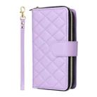 For iPhone 16e Crossbody Rhombic Zipper Tower Buckle Leather Phone Case with Lanyard(Purple) - 2