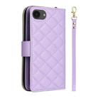 For iPhone 16e Crossbody Rhombic Zipper Tower Buckle Leather Phone Case with Lanyard(Purple) - 3