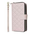 For iPhone 16e Crossbody Rhombic Zipper Tower Buckle Leather Phone Case with Lanyard(Beige) - 2