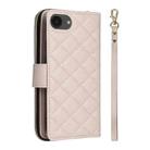 For iPhone 16e Crossbody Rhombic Zipper Tower Buckle Leather Phone Case with Lanyard(Beige) - 3