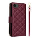 For iPhone 16e Crossbody Rhombic Zipper Tower Buckle Leather Phone Case with Lanyard(Wine Red) - 2