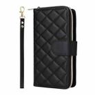 For iPhone 16e Crossbody Rhombic Zipper Tower Buckle Leather Phone Case with Lanyard(Black) - 2