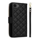 For iPhone 16e Crossbody Rhombic Zipper Tower Buckle Leather Phone Case with Lanyard(Black) - 3