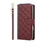 For iPhone 17 Pro Max Crossbody Rhombic Zipper Tower Buckle Leather Phone Case with Lanyard(Wine Red) - 2