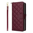 For iPhone 17 Crossbody Rhombic Zipper Tower Buckle Leather Phone Case with Lanyard(Wine Red) - 2