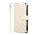 For iPhone 17 Air Crossbody Rhombic Zipper Tower Buckle Leather Phone Case with Lanyard(Beige) - 2