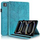 For iPad Pro 13 2024 Tree Life Series Embossed Smart Leather Tablet Case(Lake Blue) - 1