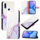 For Xiaomi Redmi 7 PT003 Marble Pattern Flip Leather Phone Case(White Purple) - 1