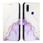 For Xiaomi Redmi 7 PT003 Marble Pattern Flip Leather Phone Case(White Purple) - 2