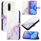 For Xiaomi Redmi 8 / 8A PT003 Marble Pattern Flip Leather Phone Case(White Purple) - 1