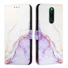 For Xiaomi Redmi 8 / 8A PT003 Marble Pattern Flip Leather Phone Case(White Purple) - 2