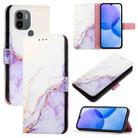 For Xiaomi Redmi A2+ / Poco C51 PT003 Marble Pattern Flip Leather Phone Case(White Purple) - 1