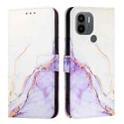 For Xiaomi Redmi A2+ / Poco C51 PT003 Marble Pattern Flip Leather Phone Case(White Purple) - 2