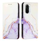 Xiaomi Redmi K40 / K40 Pro / Poco F3 PT003 Marble Pattern Flip Leather Phone Case(White Purple) - 2