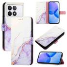 For Xiaomi Redmi K70 / K70 Pro PT003 Marble Pattern Flip Leather Phone Case(White Purple) - 1