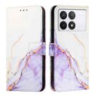 For Xiaomi Redmi K70 / K70 Pro PT003 Marble Pattern Flip Leather Phone Case(White Purple) - 2