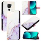 For Xiaomi Redmi Note 9 4G Global PT003 Marble Pattern Flip Leather Phone Case(White Purple) - 1