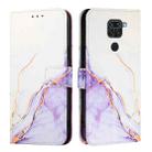 For Xiaomi Redmi Note 9 4G Global PT003 Marble Pattern Flip Leather Phone Case(White Purple) - 2