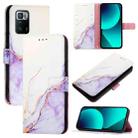 For Xiaomi Poco X3 GT PT003 Marble Pattern Flip Leather Phone Case(White Purple) - 1