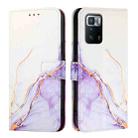 For Xiaomi Poco X3 GT PT003 Marble Pattern Flip Leather Phone Case(White Purple) - 2