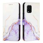 For Xiaomi Mi 10 Lite 5G PT003 Marble Pattern Flip Leather Phone Case(White Purple) - 2