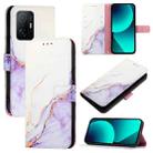 For Xiaomi Mi 10T / 10T Pro 5G / Redmi K30S PT003 Marble Pattern Flip Leather Phone Case(White Purple) - 1