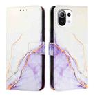 For Xiaomi Mi 11 Lite 4G / 5G PT003 Marble Pattern Flip Leather Phone Case(White Purple) - 2