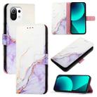 For Xiaomi 11 Lite 5G NE PT003 Marble Pattern Flip Leather Phone Case(White Purple) - 1