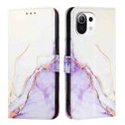 For Xiaomi 11 Lite 5G NE PT003 Marble Pattern Flip Leather Phone Case(White Purple) - 2