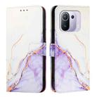 For Xiaomi Mi 11 Pro PT003 Marble Pattern Flip Leather Phone Case(White Purple) - 2