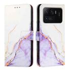 For Xiaomi Mi 11 Ultra PT003 Marble Pattern Flip Leather Phone Case(White Purple) - 2