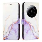 For Xiaomi 13 Ultra PT003 Marble Pattern Flip Leather Phone Case(White Purple) - 2