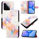 For Xiaomi 14 PT003 Marble Pattern Flip Leather Phone Case(Galaxy Marble White) - 1