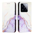 For Xiaomi 14 Pro PT003 Marble Pattern Flip Leather Phone Case(White Purple) - 2