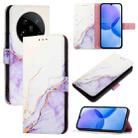 For Xiaomi 14 Ultra PT003 Marble Pattern Flip Leather Phone Case(White Purple) - 1