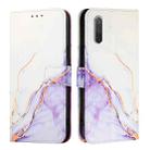 For Xiaomi Mi CC9e / Mi A3 PT003 Marble Pattern Flip Leather Phone Case(White Purple) - 2