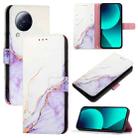 For Xiaomi Civi 3 PT003 Marble Pattern Flip Leather Phone Case(White Purple) - 1