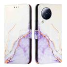 For Xiaomi Civi 3 PT003 Marble Pattern Flip Leather Phone Case(White Purple) - 2