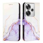 For Xiaomi Poco F6 PT003 Marble Pattern Flip Leather Phone Case(White Purple) - 2