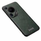 For Huawei Pura 70 Ultra SULADA Shockproof TPU + Handmade Leather Phone Case(Green) - 1