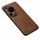 For Huawei Pura 70 Ultra SULADA Shockproof TPU + Handmade Leather Phone Case(Brown) - 1