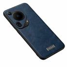 For Huawei Pura 70 Ultra SULADA Shockproof TPU + Handmade Leather Phone Case(Blue) - 1