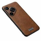 For Huawei Pura 70 SULADA Shockproof TPU + Handmade Leather Phone Case(Brown) - 1